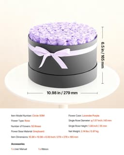 image-VEVOR Forever Flowers, 50 Preserved Roses in a Box, Eternal Flowers Immortal Bouquet Birthday Present for Women Her Wife Mothers, Anniversary, Valentine's Day,Christmas, Lavender Purple