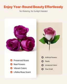 image-VEVOR Forever Flowers, 27 Preserved Roses in Heart Shape Box, Eternal Flowers Immortal Bouquet Birthday Present for Women Her Wife Mothers, Anniversary, Valentine's Day,Christmas, Purple