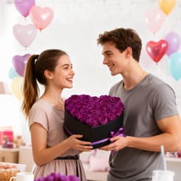 image-VEVOR Forever Flowers, 27 Preserved Roses in Heart Shape Box, Eternal Flowers Immortal Bouquet Birthday Present for Women Her Wife Mothers, Anniversary, Valentine's Day,Christmas, Purple