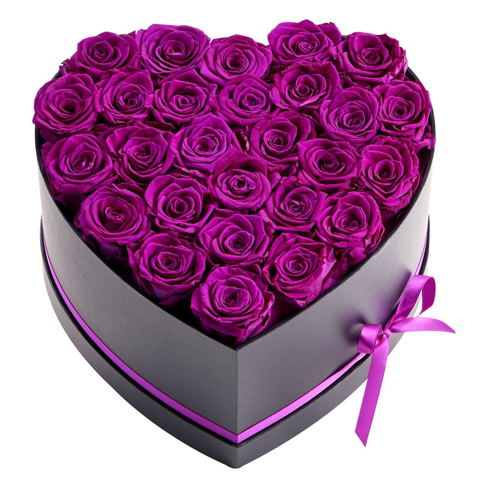 image-VEVOR Forever Flowers, 27 Preserved Roses in Heart Shape Box, Eternal Flowers Immortal Bouquet Birthday Present for Women Her Wife Mothers, Anniversary, Valentine's Day,Christmas, Purple