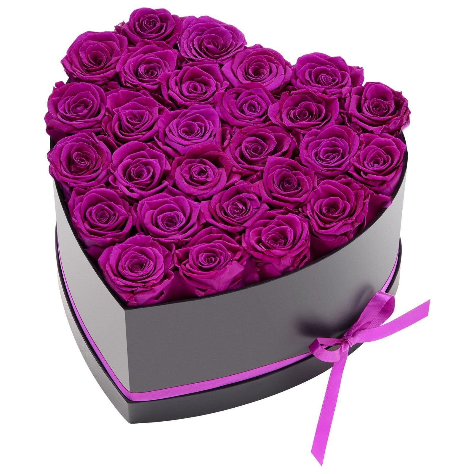 image-VEVOR Forever Flowers, 27 Preserved Roses in Heart Shape Box, Eternal Flowers Immortal Bouquet Birthday Present for Women Her Wife Mothers, Anniversary, Valentine's Day,Christmas, Purple