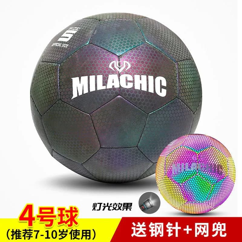 image-Luminous Fluorescent Reflective Football PU Ball Size 4 With Logo Printing