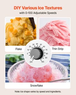 image-VEVOR Snowflake Ice Machine, 132LBS/24H Snowflake Ice Maker, Ice-Shaver Machine with Stainless Steel Blade, Electric Snow Cone Maker with 0.48Gal Tank, 90S Fast Pre-Cooling, for Home & Small Gathering