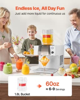 image-VEVOR Snowflake Ice Machine, 132LBS/24H Snowflake Ice Maker, Ice-Shaver Machine with Stainless Steel Blade, Electric Snow Cone Maker with 0.48Gal Tank, 90S Fast Pre-Cooling, for Home & Small Gathering
