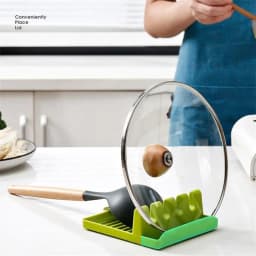 image-Multifunctional Kitchen Pot Shovel Rack - White