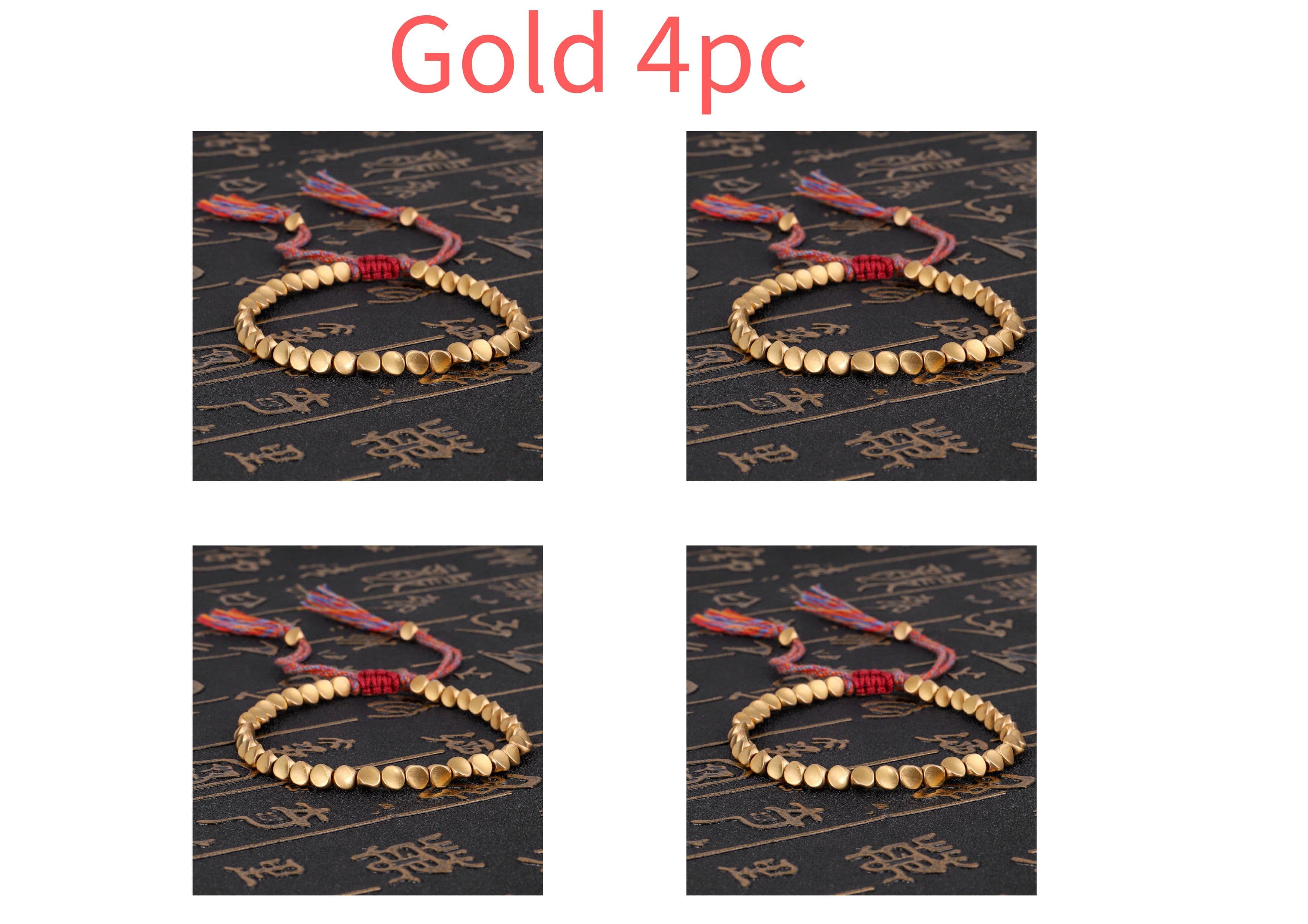 image-Handmade Tibetan Buddhist Bracelets On Hand Braided Copper Beads Lucky Rope Bracelet & Bangles For Women Men