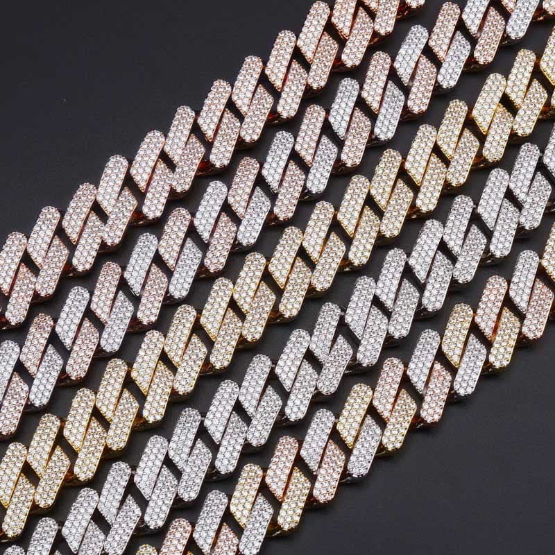 image-European and American new style 20MM box buckle Miami Cuban chain full of zircon hip hop men's necklace Jinao jewelry