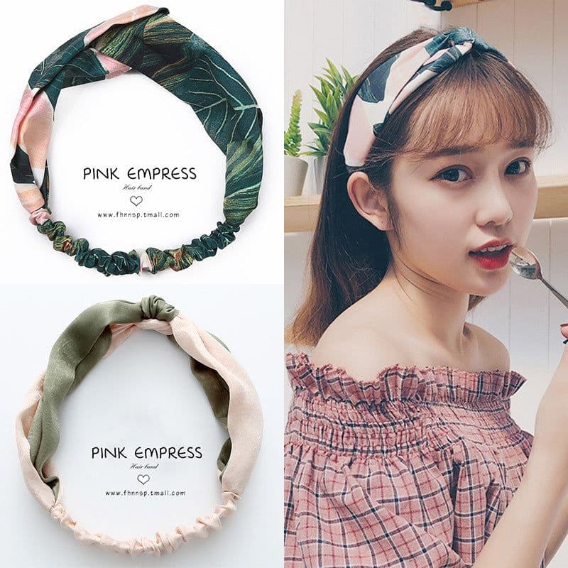 image-Korean spring and summer cross elastic headband chiffon silk headband ladies headband hair accessories sports face wash headwear wholesale