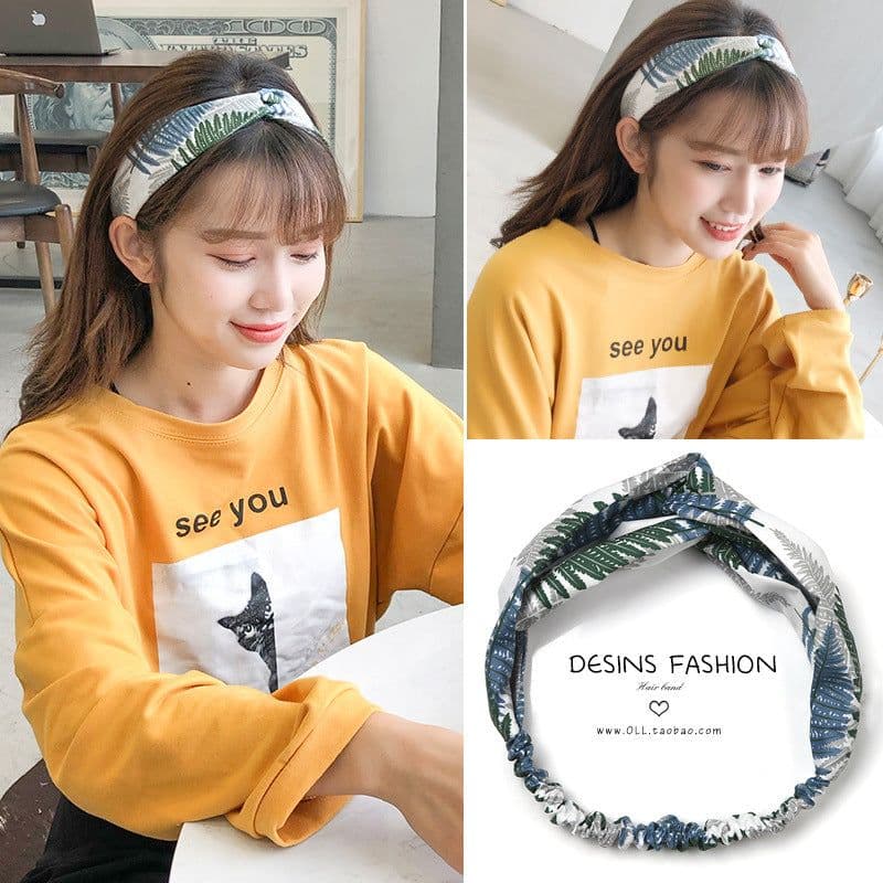 image-Korean spring and summer cross elastic headband chiffon silk headband ladies headband hair accessories sports face wash headwear wholesale