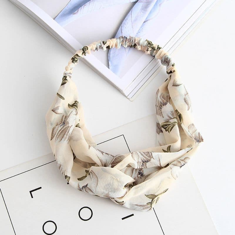image-Korean spring and summer cross elastic headband chiffon silk headband ladies headband hair accessories sports face wash headwear wholesale