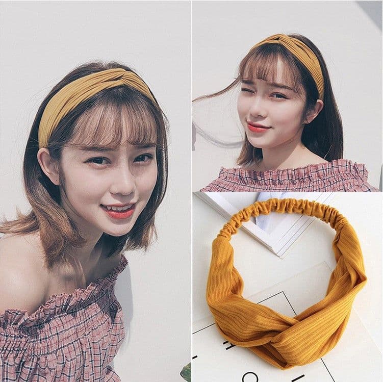 image-Korean spring and summer cross elastic headband chiffon silk headband ladies headband hair accessories sports face wash headwear wholesale