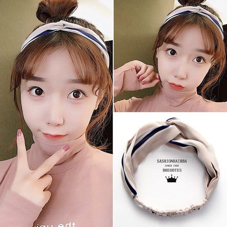 image-Korean spring and summer cross elastic headband chiffon silk headband ladies headband hair accessories sports face wash headwear wholesale