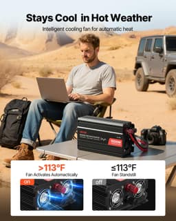 image-VEVOR 1000W Power Inverter 12V DC to 120V AC USB Type-C