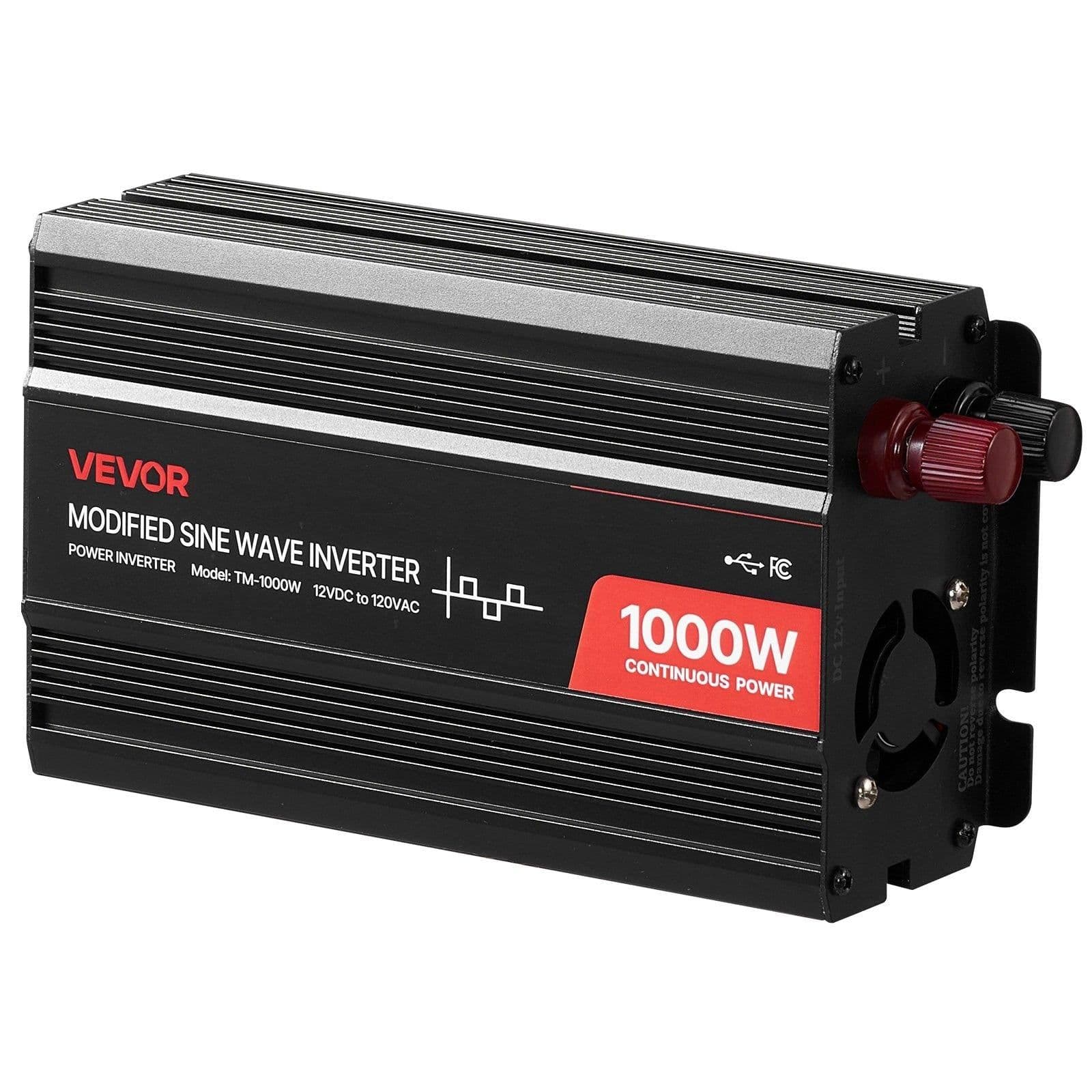 image-VEVOR 1000W Power Inverter 12V DC to 120V AC USB Type-C