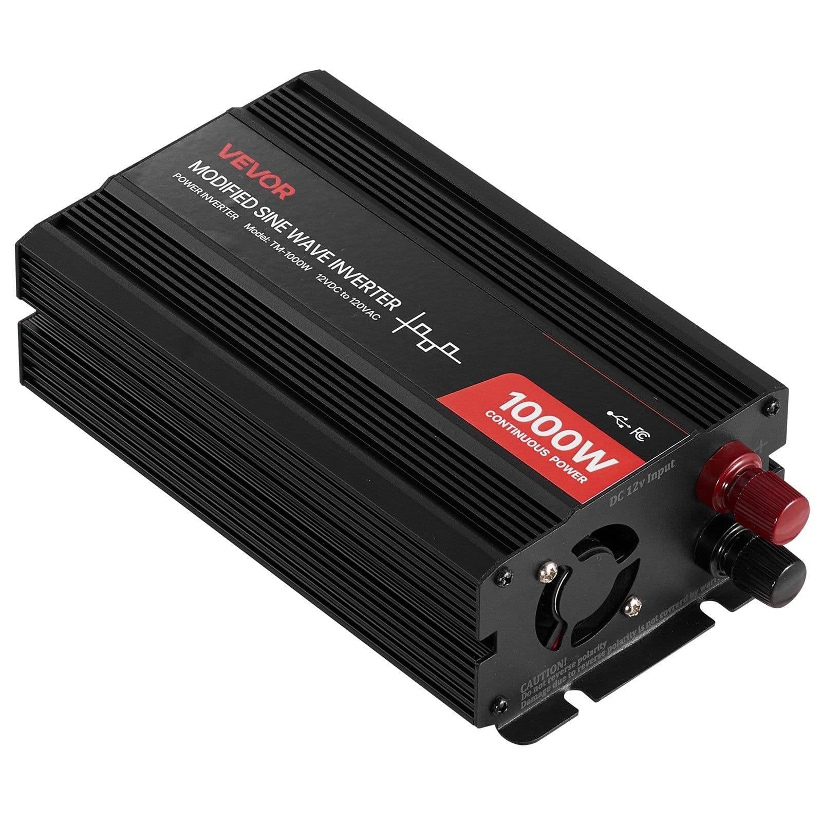 image-VEVOR 1000W Power Inverter 12V DC to 120V AC USB Type-C
