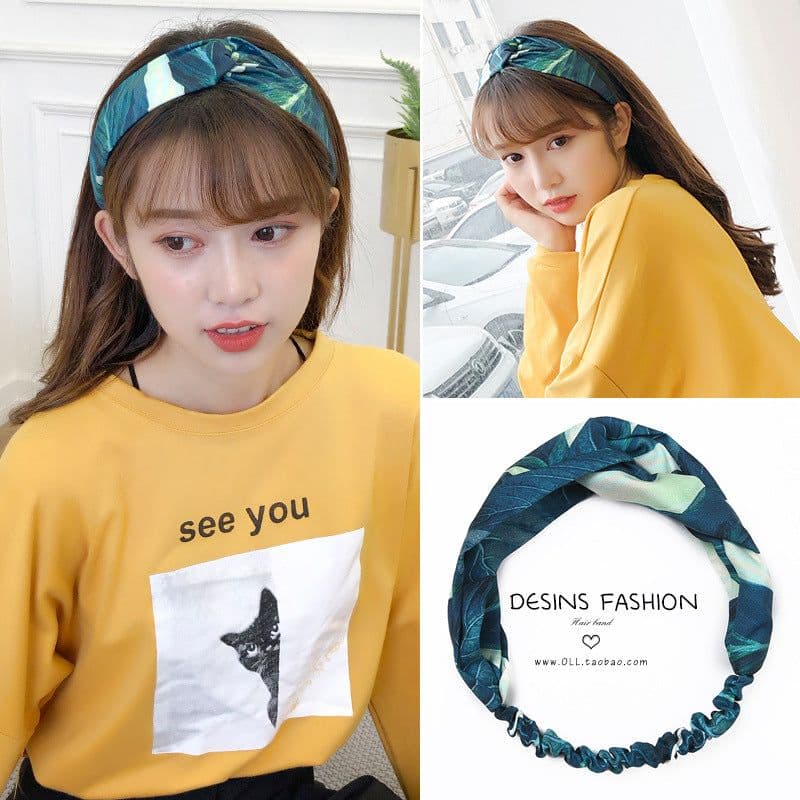 image-Korean spring and summer cross elastic headband chiffon silk headband ladies headband hair accessories sports face wash headwear wholesale