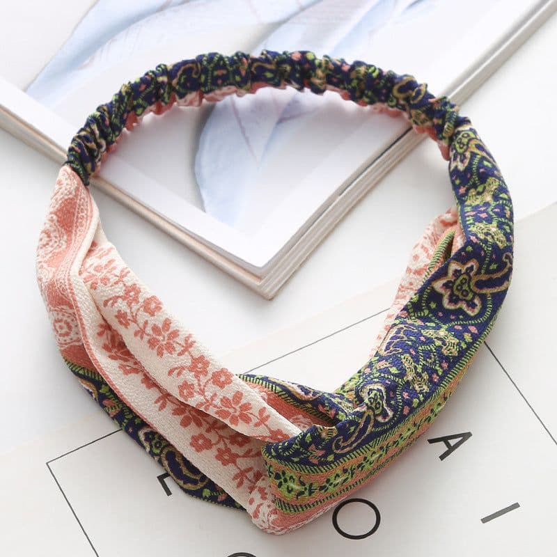 image-Korean spring and summer cross elastic headband chiffon silk headband ladies headband hair accessories sports face wash headwear wholesale