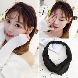 image-Korean spring and summer cross elastic headband chiffon silk headband ladies headband hair accessories sports face wash headwear wholesale