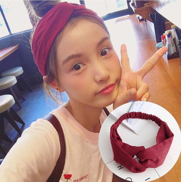 image-Korean spring and summer cross elastic headband chiffon silk headband ladies headband hair accessories sports face wash headwear wholesale