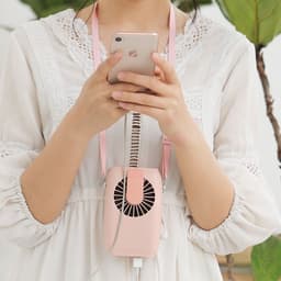 image-USB Rechargeable Handheld Fan - Green Hanging Neck