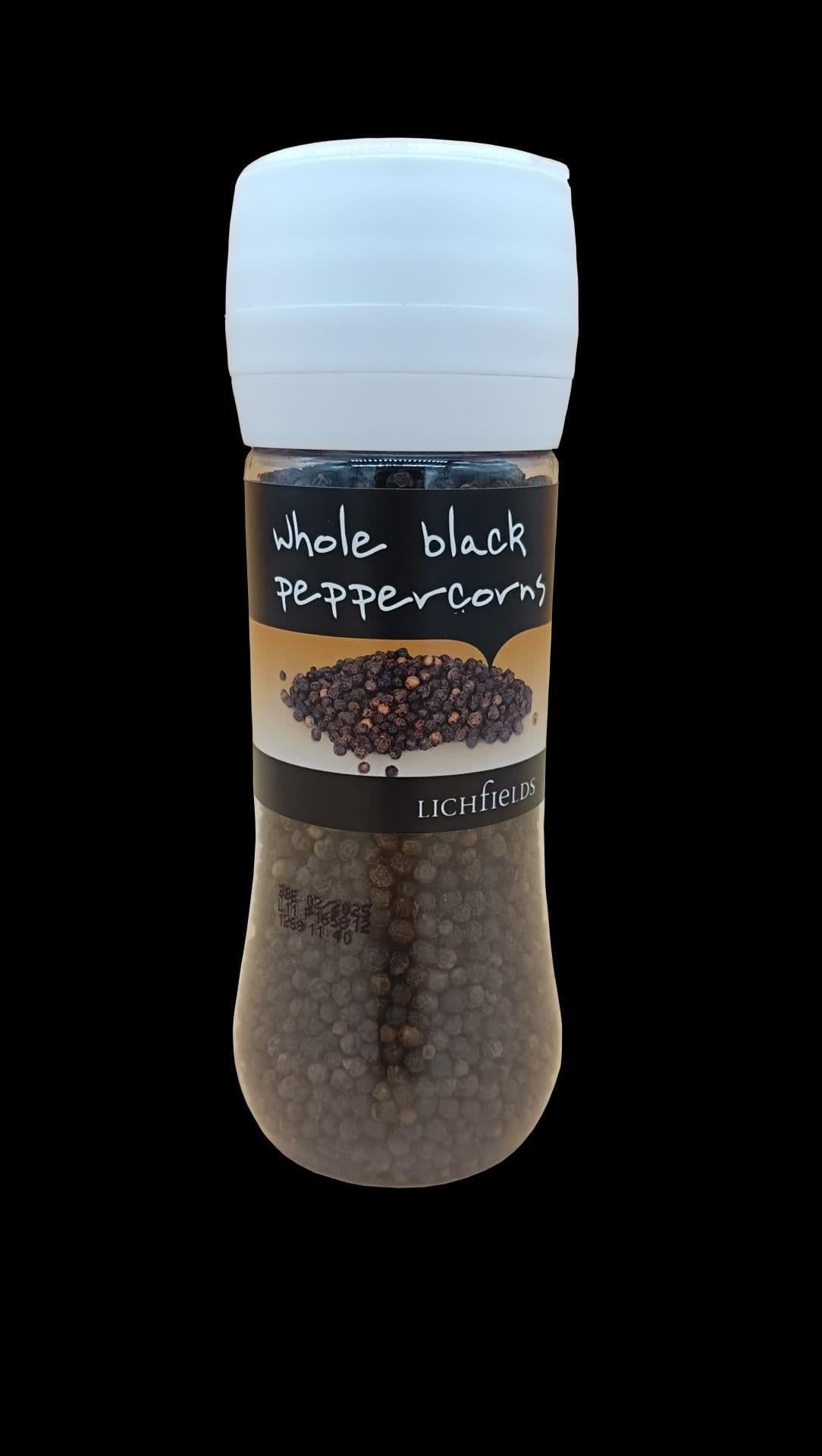 image-Lichfields Sea Salt Food Grinder 1 x 385g and Whole Black Peppercorns 1 x 200g