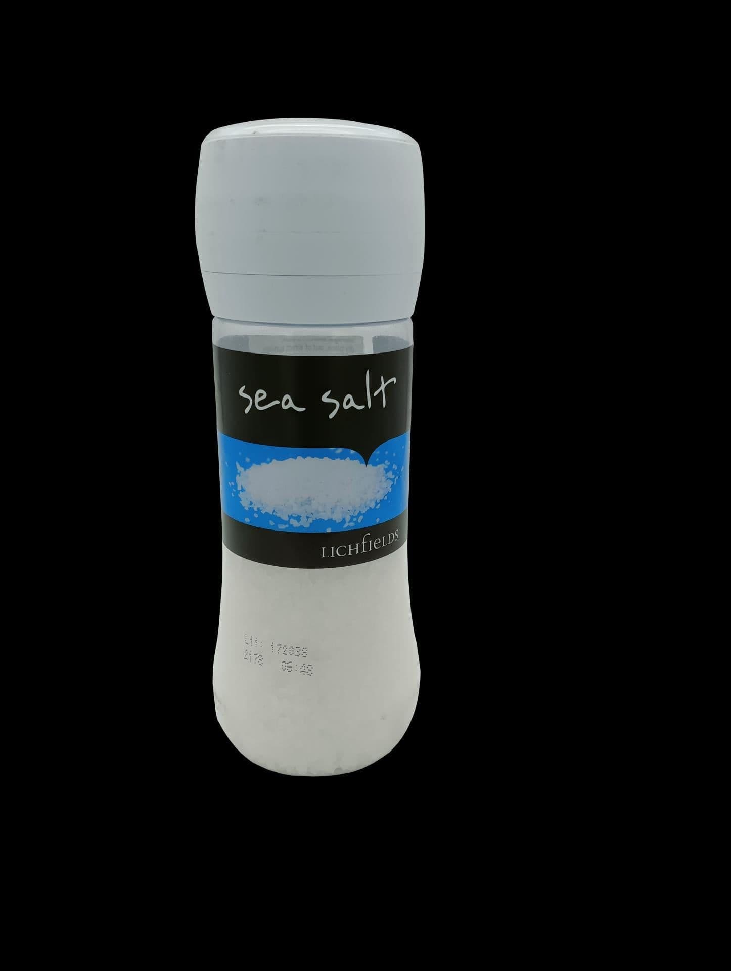image-Lichfields Sea Salt Food Grinder 1 x 385g and Whole Black Peppercorns 1 x 200g