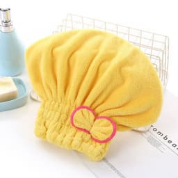 image-Coral Fleece Dry Hair Cap - Princess Bow Pink