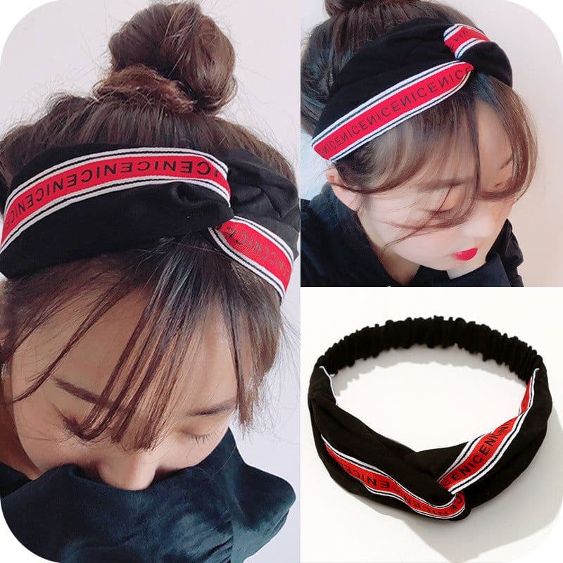 image-Korean spring and summer cross elastic headband chiffon silk headband ladies headband hair accessories sports face wash headwear wholesale