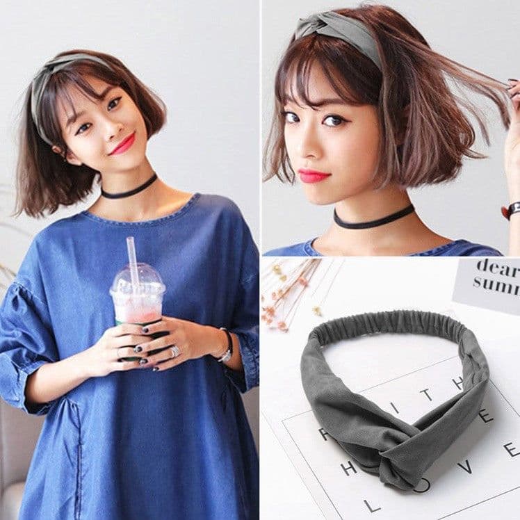 image-Korean spring and summer cross elastic headband chiffon silk headband ladies headband hair accessories sports face wash headwear wholesale