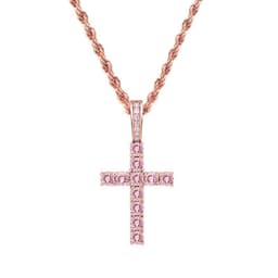 image-New Rose Gold Cross Ankh Key Pendant Inlaid Pink Zirconium Solid Necklace Accessories Jinao Jewelry