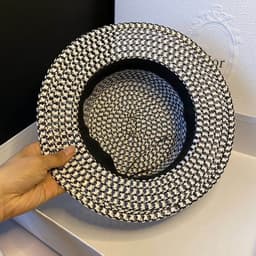 image-Straw hat women's woven flat top hat sunscreen diamond-studded M top hat sun hat summer outdoor hat custom straw hat wholesale