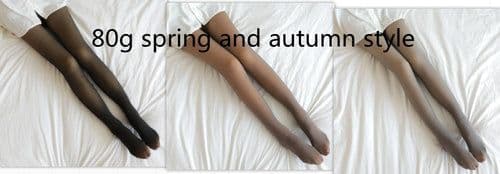 image-Translucent Fleece-Lined Plus Size Leggings - Warm Winter Tights Black, Coffee, Gray