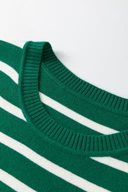 image-Green Stripe Crew Neck Sleeveless Sweater Vest