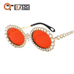 image-Flash Diamond Round Sunglasses - Women