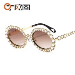 image-Flash Diamond Round Sunglasses - Women