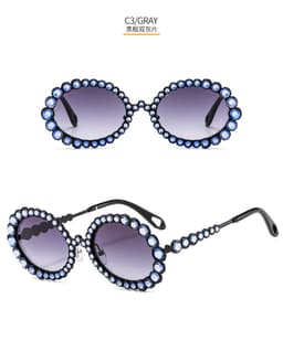 image-Flash Diamond Round Sunglasses - Women