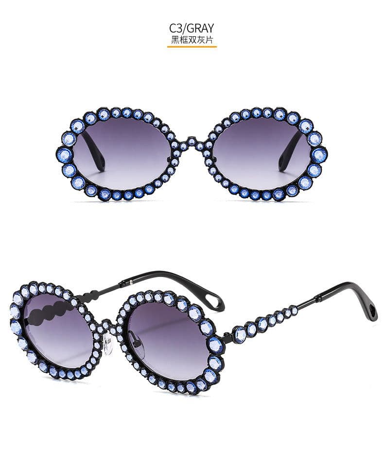 image-Flash Diamond Round Sunglasses - Women