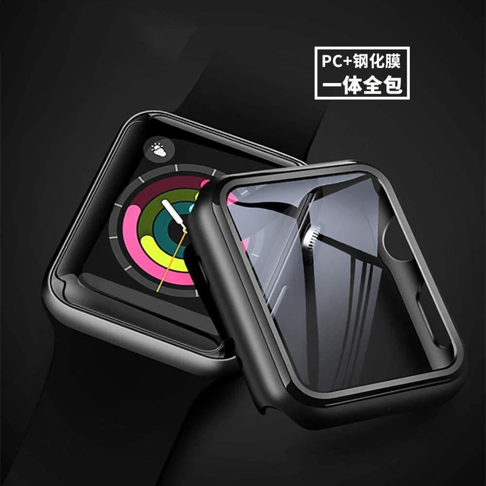 image-Suitable for Apple 7 representative case iwatch S7 watch protective cover shell film integrated PC frosted tempered film all-inclusive shell