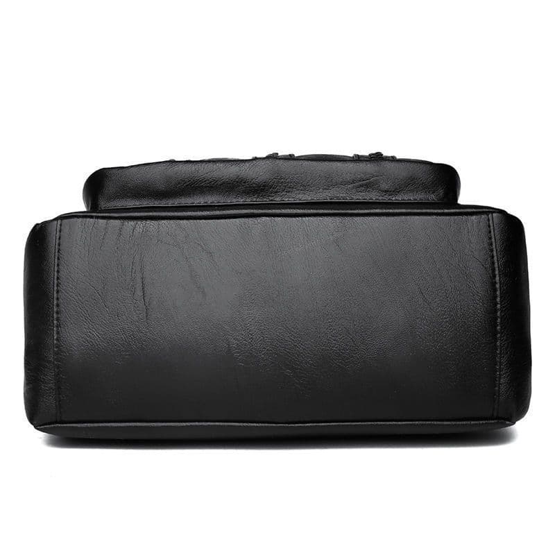 image-Women's Shoulder Bag - Black PU Leather Summer