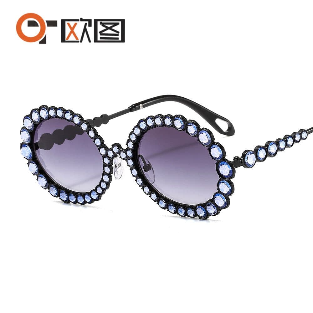 image-Flash Diamond Round Sunglasses - Women
