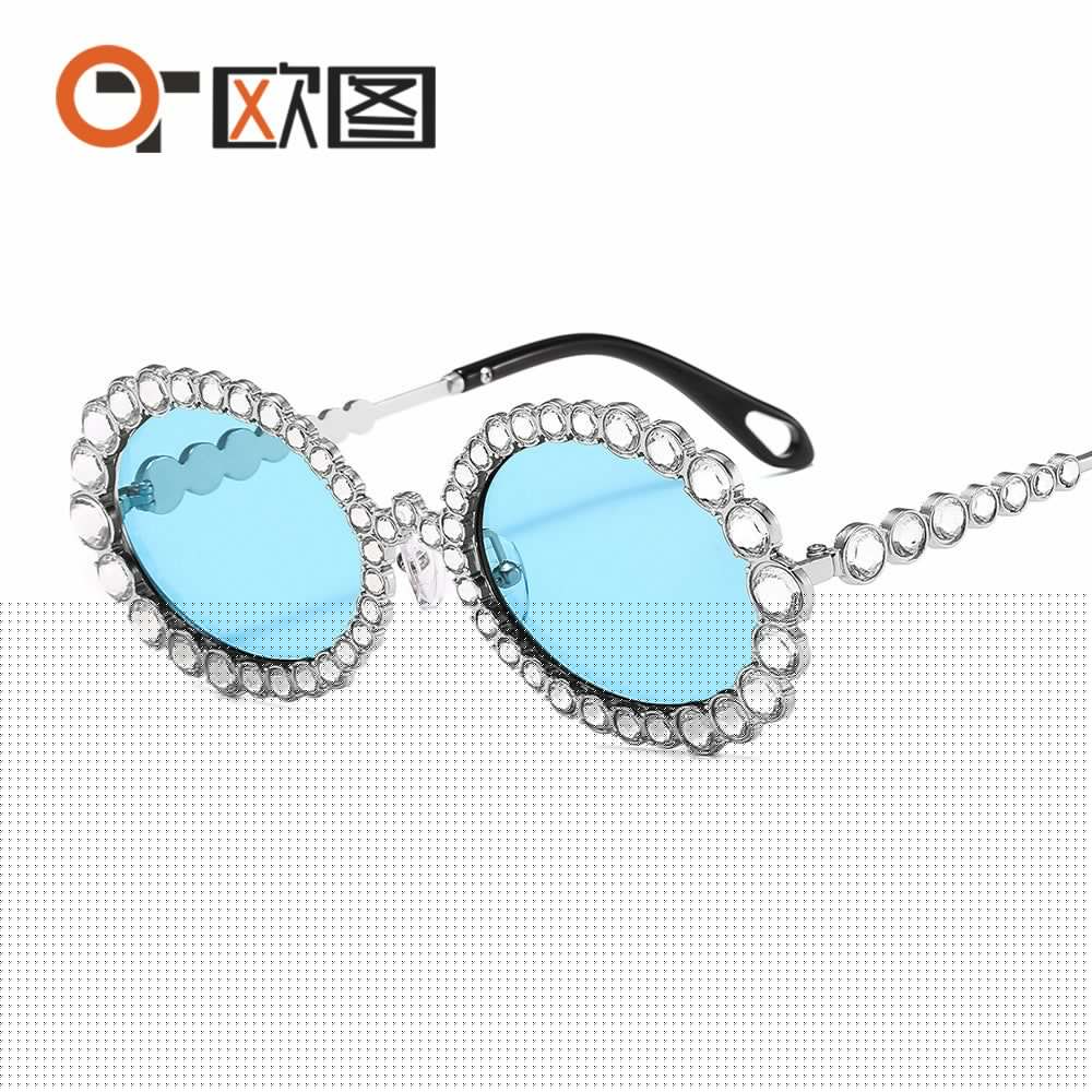 image-Flash Diamond Round Sunglasses - Women