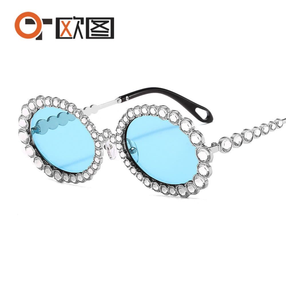 image-Flash Diamond Round Sunglasses - Women