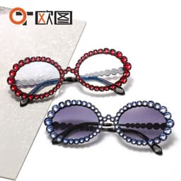 image-Flash Diamond Round Sunglasses - Women