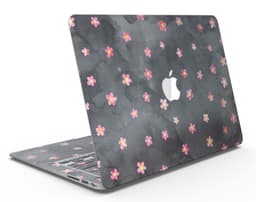 image-Cute Watercolor Flowers over Black - MacBook Air Skin Kit