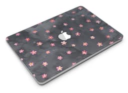 image-Cute Watercolor Flowers over Black - MacBook Air Skin Kit