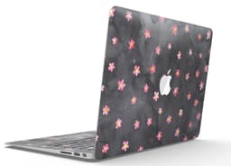 image-Cute Watercolor Flowers over Black - MacBook Air Skin Kit
