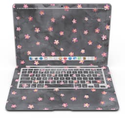 image-Cute Watercolor Flowers over Black - MacBook Air Skin Kit