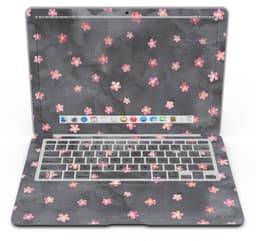 image-Cute Watercolor Flowers over Black - MacBook Air Skin Kit