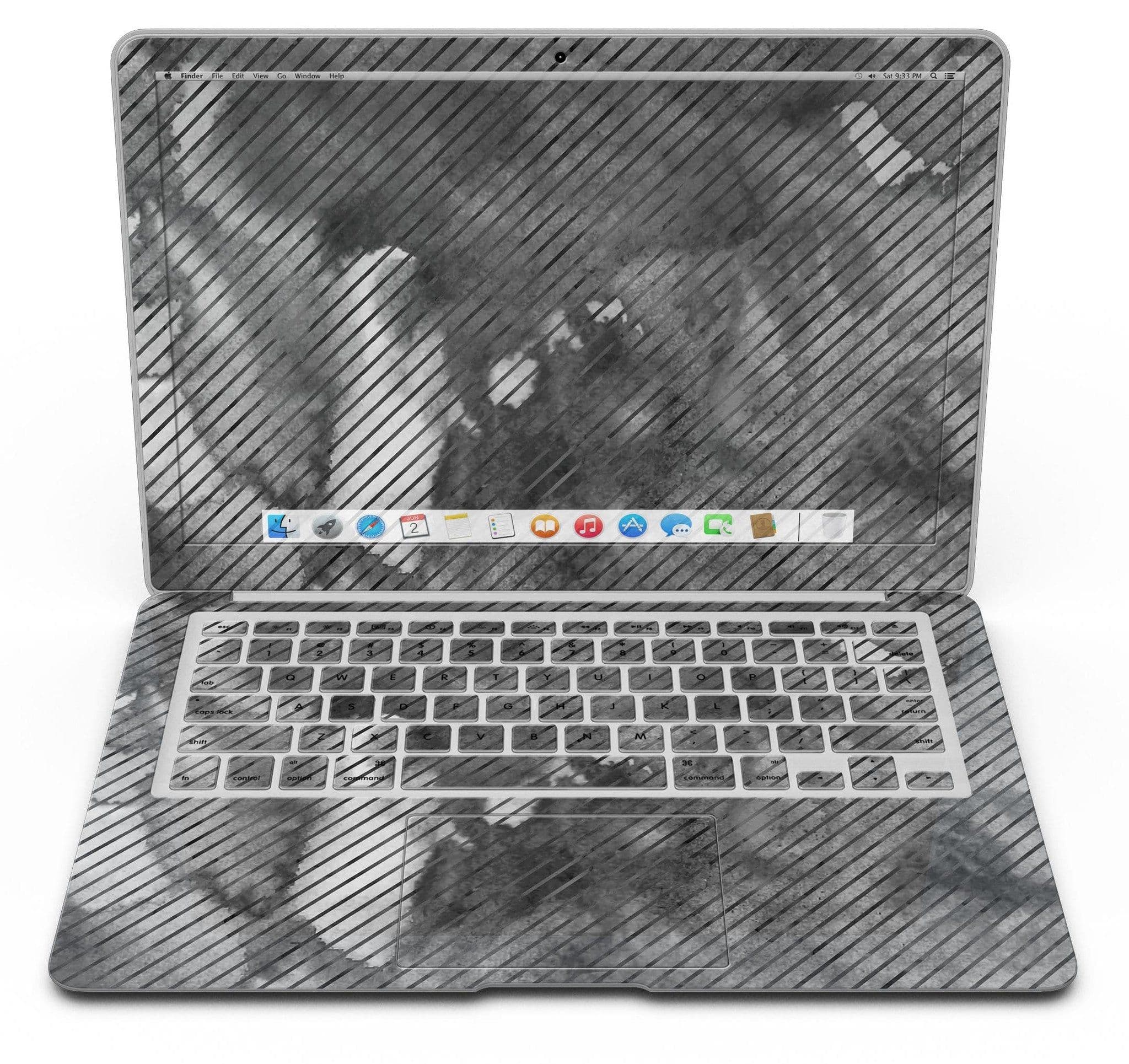image-Gray Watercolor Stripes - MacBook Air Skin Kit