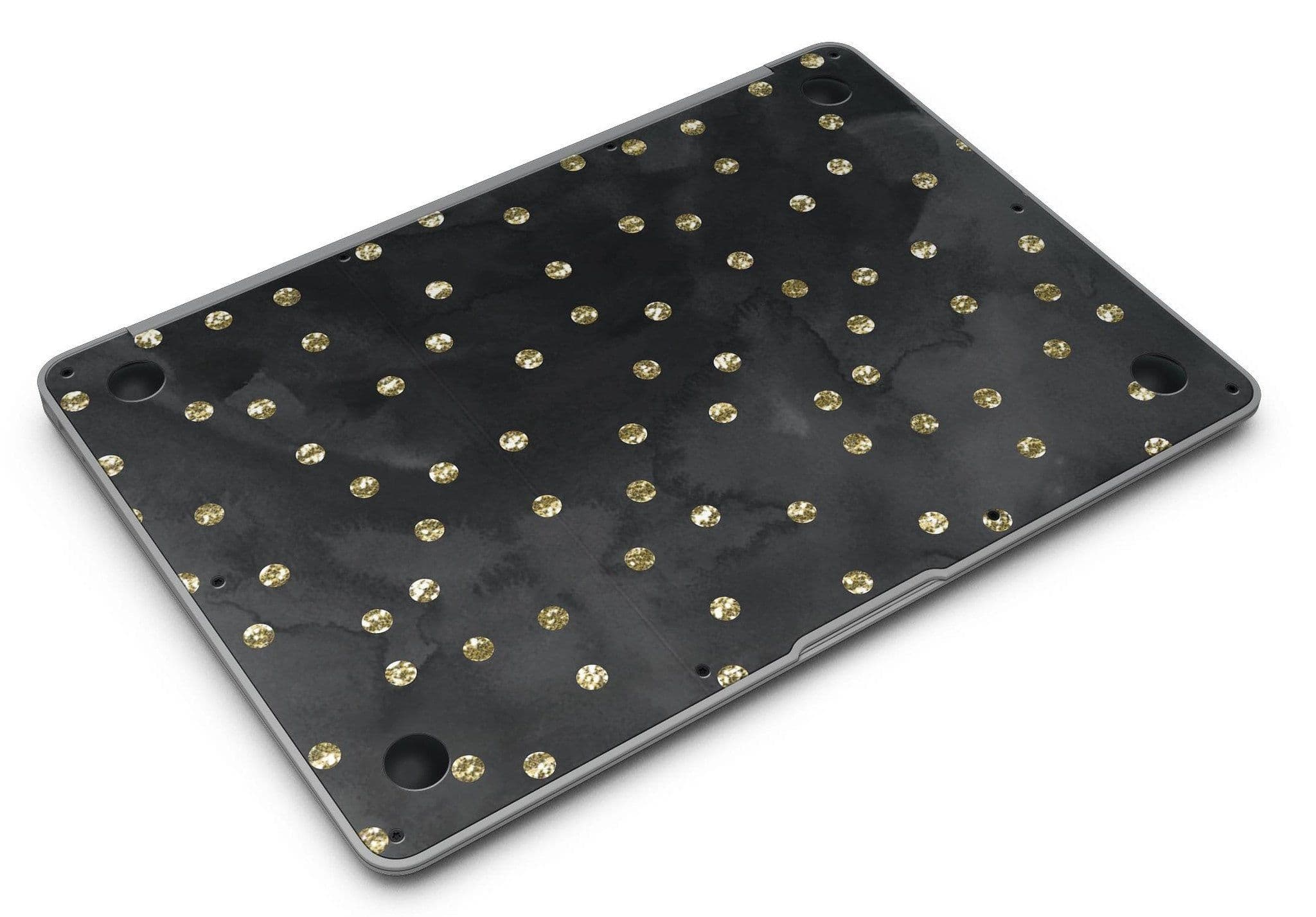image-Black Watercolor and Gold Glimmer Polka Dots - MacBook Air Skin Kit